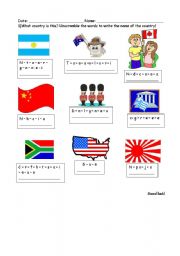 English Worksheet: Countries