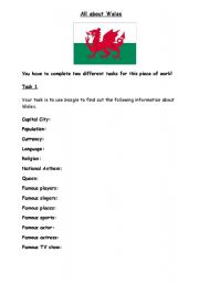 English Worksheet: All about Wales
