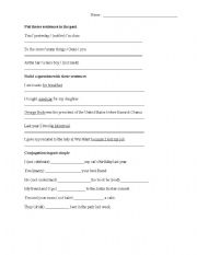 English worksheet: Simple Past Worksheet