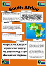 English Worksheet: South Africa basic information