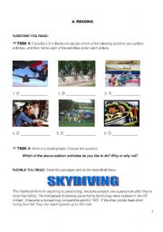 English Worksheet: Skydiving