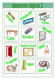 English Worksheet: classroom objects 2