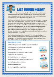 English Worksheet: LAST SUMMER HOLIDAY.YOLANDA