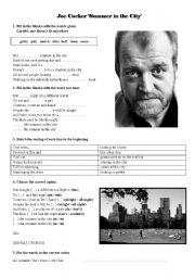 English Worksheet: Summer in the City (Joe Cocker) - song worksheet