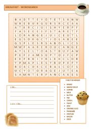 English Worksheet: Breakfast - wordsearch