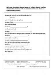 English worksheet: past simple question