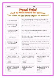 English Worksheet: > Phrasal Verbs Practice 19! > --*-- Definitions + Exercise --*-- BW Included --*-- Fully Editable With Key!