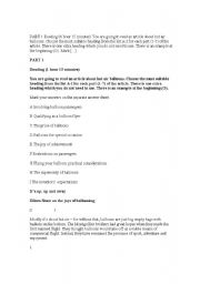 English worksheet: Reading Comprehension- Advanced