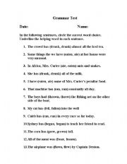 English worksheet: GrammarTest