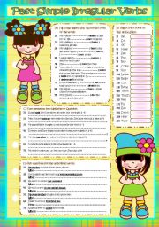 English Worksheet: Past Simple *IRREGULAR VERBS* (B&W included)