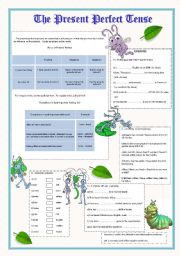 English Worksheet: THE PRESENT PERFECT TENSE>>EXPLANATION AND EXERCISE