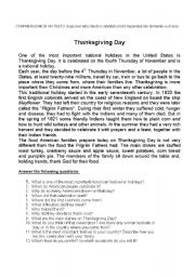 English Worksheet: Thanksgiving day