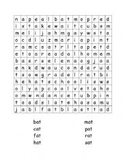 English Worksheet: at family word search