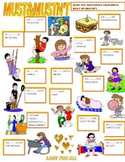 English Worksheet: MUST&MUSTNT