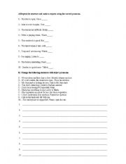 English Worksheet: Object Pronouns