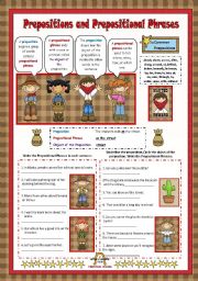 English Worksheet: Prepositions and Prepositional Phrases