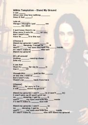 English Worksheet: Within Temptation - Stand My Ground song worksheet