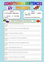 English Worksheet: CONDITIONAL SENTENCES TYPES 2,3