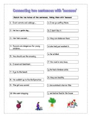 English Worksheet: Joining sentences with because