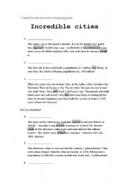 English worksheet: Incredible cities