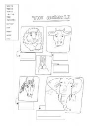 English Worksheet: The animals activity and pictionary game