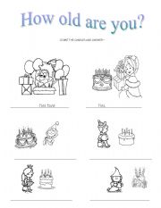 English Worksheet: How old are you?