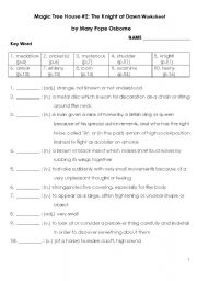 English worksheet: Magic Tree House #2 -The Knight at Dawn