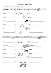 English Worksheet: this - that  / these- those questions