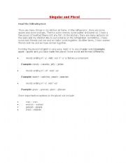 English worksheet: Singular and Plural