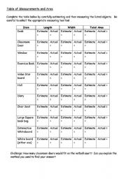 English worksheet: measurement