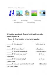 English worksheet: Greeting