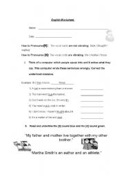 English worksheet: th sounds