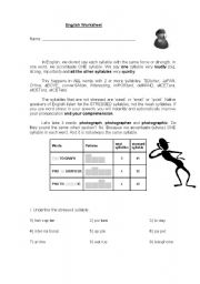 English Worksheet: Word Stress Worksheet