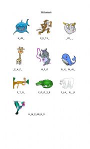 English Worksheet: Animals Spelling