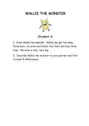 English Worksheet: Wallie the monster