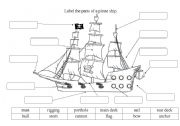 English Worksheet: LABEL THE PIRATE SHIP