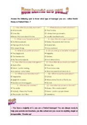 English Worksheet: frequency adverbs quiz - how horrid are you?