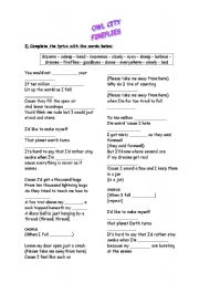 English worksheet: owl city 