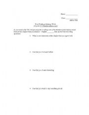 English worksheet: Four Findings Makeup Work