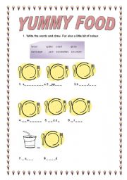 English worksheet: yummy food