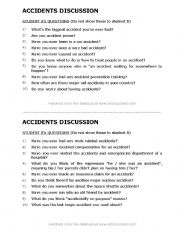 English worksheet: accidents