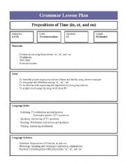English Worksheet: preposition of time 