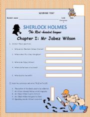 English Worksheet: SHERLOCK HOLMES - The Red Headed League- Chapter I