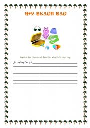 English worksheet: My Beach Bag