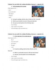 English Worksheet: Friends: worksheet on The One with the Lesbian Wedding