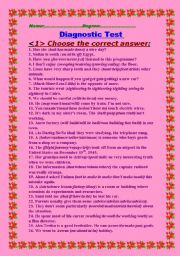 English Worksheet: Diagnostic Test