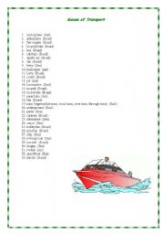 English Worksheet: Means of transport
