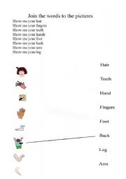 English Worksheet: Show me your body parts