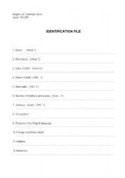 English worksheet: Identity File 