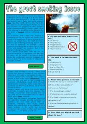 English Worksheet: The great smoking issue
